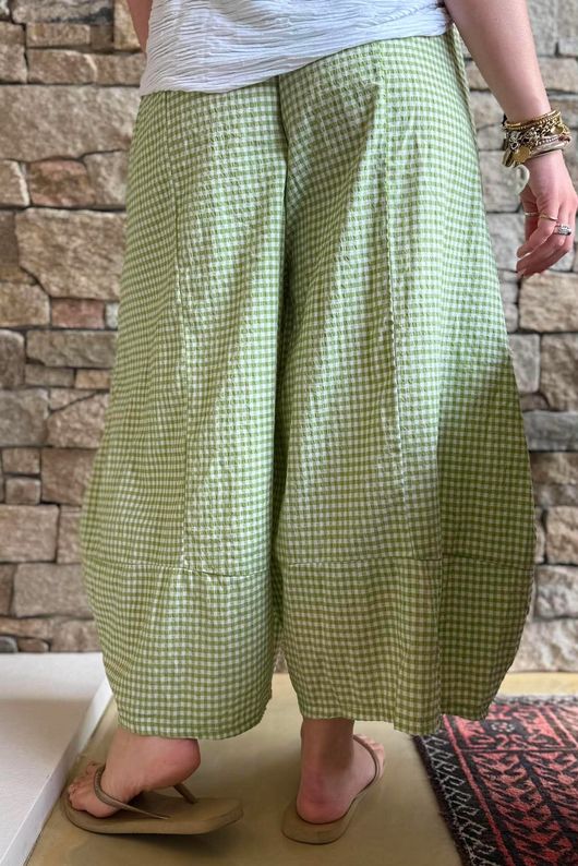 Arbi Gingham Pocket Culotte Pant Soft Olive